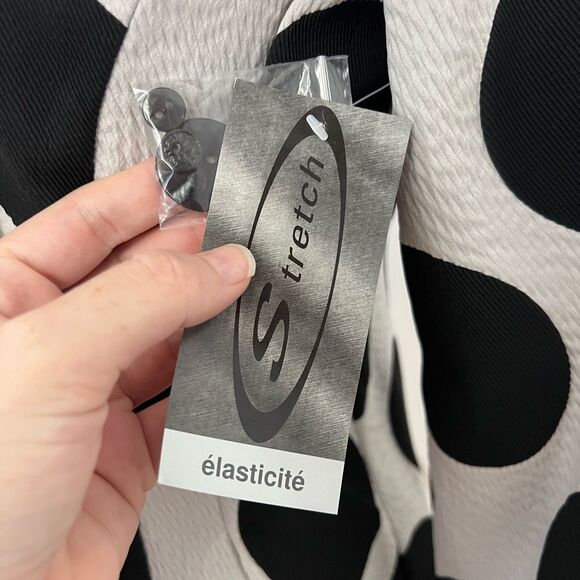 Samuel Dong Womens White Black Polka Dots Double Ruffle Blouse Medium NWT - Picture 3 of 7